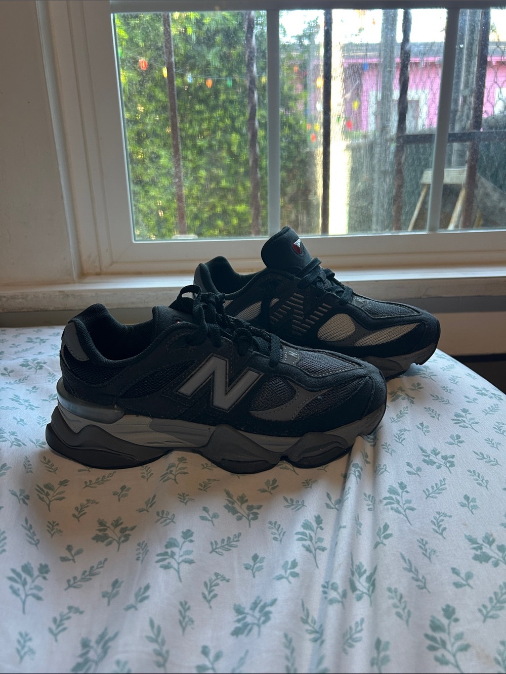 New Balance Black and Gray Mesh Suede Sneakers